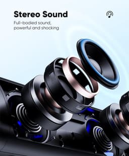 Bluetooth speaker zwart-IPX5 waterdicht-extra bas-2 full-range sprekers-2 onafhankelijke membranen-TWS-AUX-RGB-verlichting-Tot 20 uur muziek-zwart — thumbnail 5