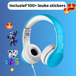 WiseQ Junior Kinderkoptelefoon met Draad – Koptelefoon Jongens – Koptelefoon Kind voor Tablet en School – Hoofdtelefoon met Kabel – 85 dB Volumebegrenzer – Opvouwbaar – Met Stickers – Blauw — thumbnail 6