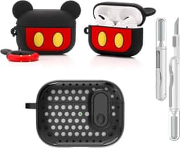 Beschermende Grappige Leuke Case Cover met Cleaner Kit & Sleutelhanger - Compatibel met Apple Airpods Pro (2e/1e generatie) - Mickey — thumbnail 1