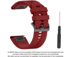 Rood Siliconen horlogebandje 26mm Quickfit geschikt voor Garmin Fenix 3 / 3 HR / 3 Sapphire / 5X / 6X, D2, Quatix 3, Tactix, Descent MK1, Foretrex 601 en 701 – 26 mm red smartwatch strap - Maat: zie maatfoto