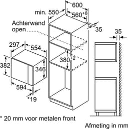 Siemens BE523LMB1 - iQ300 - Inbouwmagnetron - 38x59 cm - 20 l - Zwart - Eenvoudig te reinigen met hydrolyse — thumbnail 2