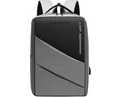 Caimco PowerPort - Rugzak met USB Oplaadpoort en Laptopvak - Grijs - Luxe Laptop Rugtas - Waterdicht - Schooltas - Handbagage Rugzak - Waterafstotend - Normale Rugzak - Rugzakken - Boekentas - Heren en Dames - Jongens en Meisjes