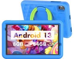 Elementkey Ai-Kids Pro - 8 Inch Kindertablet Android 13, 128GB - 8GB ram - Opslag en Schokbestendige Behuizing Kinderen - Blauw