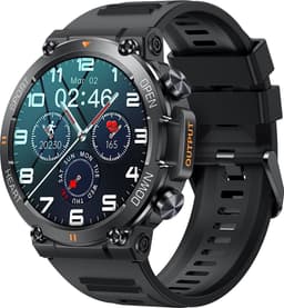 WizBay Premium Select® 1.39 inch HD TFT - Bluetooth Bellen AI Voice - Message - Dynamic Hartslag & Slaap Monitor - Bloeddruk & Bloedzuurstofmeting - 100+ Sport Modi - 700mAh - Magnetic Laden - Zink Alloy Zwarte Case - Zwarte TPU Band — thumbnail 1