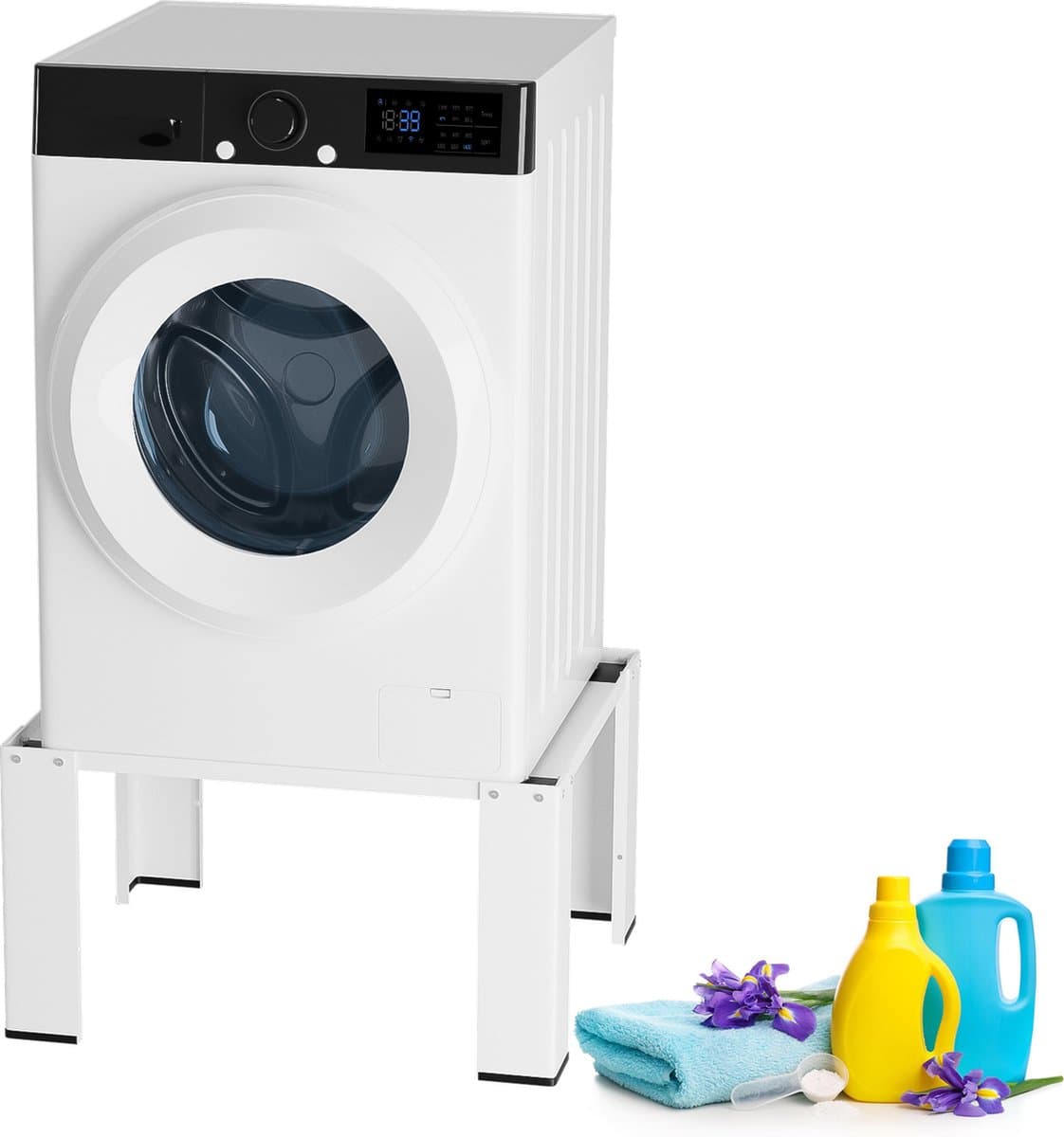 Wasmachine Verhoger - Wasmachine opbouwmeubel - Tot 100kg - Wasmachine Kast - Wasmachine Sokkel Universeel Wit — afbeelding 1