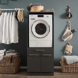 Wasmachinekast Laundreezy | 68 x 68 x 162 cm | Antraciet - Emob - wasmachinekast_enkel - Zwart - MDF — thumbnail 4