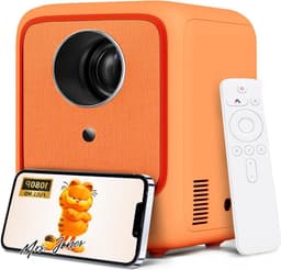 Mrs. Jones Mini Heyup Boxe Lite beamer 1080p/10000L beamer BT5.0 met Android OS 120 inch scherm compatibel met iOS projector voor smartphone/laptop/tv-stick oranje - Auto Focus - Keystone . — thumbnail 1