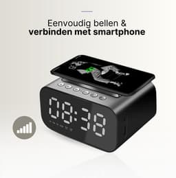 Simplyway® Digitale wekker met radiofunctie - met draadloze oplader - Wekker- Zwart - Bluetooth-speaker - Wekkers digitaal - Thermometer functie - Wekkers digitaal op netstroom - Dubbel alarm-Digitale-Wekkerradio — thumbnail 5