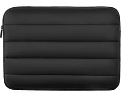 Puffer Laptophoes geschikt voor Macbook / Laptop tot 15 & 16 inch – Schokbestendige Spatwaterdichte Bescherming – Zachte Pluche Voering Sleeve Zwart