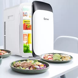 Luxe Mini Koelkast - 15 Liter - Koelen & Verwarmen - Zwarte Glazen Deur - Mat Zwart - Mini Fridge - (Skincare, Medicijnen, Eten, Drinken) Modern auto kantoren kamers camping tuin — thumbnail 3