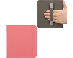 kwmobile e-reader hoesje geschikt voor Kobo Libra Colour hoes - Canvas eReader flip case - E reader cover met handband - In poederroze