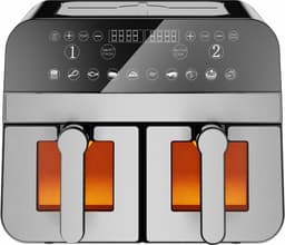COMFY NEST – Dubbele XXL Airfryer met vensters – 9 L - Elegant Zwart/Zilver Design — thumbnail 1