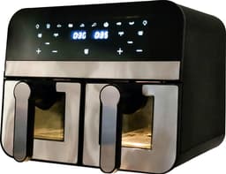 COMFY NEST – Dubbele XXL Airfryer met vensters – 9 L - Elegant Zwart/Zilver Design — thumbnail 2
