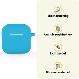 Hoesje Geschikt voor Apple AirPods 4 - Siliconen Hoes met Clip - Silicone Case Cover - Lichtblauw — thumbnail 3