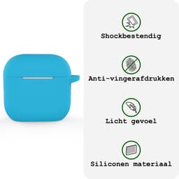 Case - Geschikt voor Apple AirPods 4 - Siliconen Hoes met Clip - Silicone Hoesje Cover - Lichtblauw — thumbnail 3