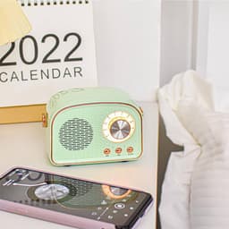 Retro Vintage Radio Bluetooth Speaker - Draadloze Stereo Speaker met FM Radio - Vintage Design - Bluetooth 5.0 Draadloze Speaker voor Kristalhelder Geluid - Perfect voor Thuis & Buiten - Donkergroen — thumbnail 5