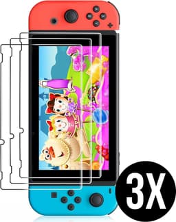 Podec - 3x Screenprotector geschikt voor Nintendo Switch - Tempered Glass Screen Cover — thumbnail 1