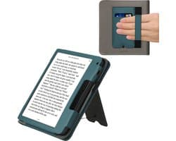 kwmobile e-reader hoesje geschikt voor Tolino Vision 6 hoes - E reader flip case van kunstleer - Ereader cover met stand - In petrol