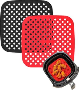 Set van 2 Herbruikbare Siliconen Airfryer Matten - Vierkant - Antiaanbak Luchtfriteuse Accessoires - Herbruikbaar Ovenpapier — thumbnail 1