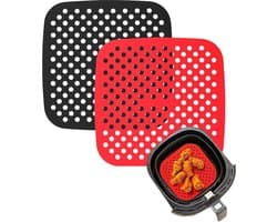 Set van 2 Herbruikbare Siliconen Airfryer Matten - Vierkant - Antiaanbak Luchtfriteuse Accessoires - Herbruikbaar Ovenpapier