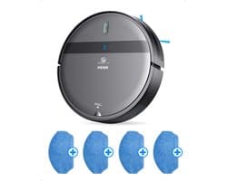 CleanWise Henk Robotstofzuiger + 4 dweildoeken – Nederlands Product – Voor Huisdieren – Met Dweilfunctie & Laadstation – Dweilrobot – 4500 Pa – HEPA 14 – Ultra dun 7,4 cm – App & Spraakbediening – Voor Huisdierharen, Harde Vloeren & Tapijt