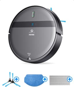 CleanWise Henk Robotstofzuiger + Onderhoudspakket – Nederlands Product – Voor Huisdieren – Met Dweilfunctie & Laadstation – Dweilrobot – 4500 Pa – HEPA 14 – Ultra dun 7,4 cm – App & Spraakbediening – Voor Huisdierharen, Harde Vloeren & Tapijt — thumbnail 1