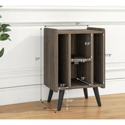 Platenspeler Meubel - LP-kast - Platenspelerkast - Draaitafelstandaard - Platenspelerstandaard - Vintage Displayplank - Bruin — thumbnail 5
