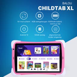 Balou ChildTab XL Kindertablet 10.1 inch - Roze of Blauw - 128GB (64GB+64GB) + 4GB RAM - Inclusief Gratis Screenprotector en 64GB SD-kaart - Ouderlijk Toezicht & Lange Batterijduur — thumbnail 2