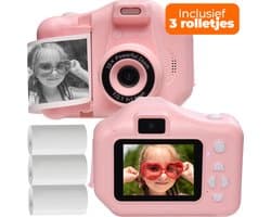 Denver Kindercamera Full HD met Printer - Selfie Camera - 48MP - Digitale Camera Kinderen - Foto en Video - Spelletjes - KPC1370 - Roze