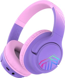 PowerLocus Bobo - Draadloze Koptelefoon voor Kinderen - Bluetooth koptelefoon - 74/85/94dB Volumebegrenzing - Led Verlichting - Audio Sharing Functie - Purple/Pink — thumbnail 1