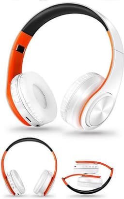 DrPhone Draadloze Bluetooth 5.0 Koptelefoon met 4 functies - SD kaart - FM - AUX - Handsfree Met Microfoon & Diepe Bass - Wit/Rood — thumbnail 2