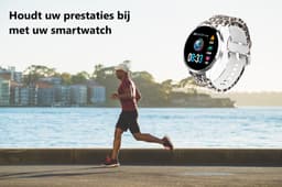 Belesy® BQSiZi1 Panterprint - Limited edition - Smartwatch Dames - Horloge - 1.3 inch - Kleurenscherm - 10x Sporten - INDOOR en OUTDOOR - Zilver - Siliconen — thumbnail 4