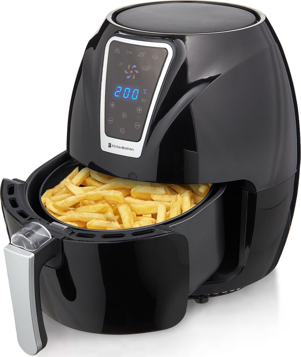 KitchenBrothers Mini Airfryer - 3,5 Liter - 1300W - PFAS-Vrij - 80ºC tot 200ºC - Kleine Heteluchtfriteuse voor 1, 2 en 3 Pesonen - Zwart — afbeelding 1