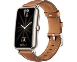Leer Smartwatch bandje - Geschikt voor Huawei Watch Fit Mini leren bandje - bruin - Strap-it Horlogeband / Polsband / Armband