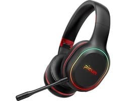 Picun P80X Draadloze Gaming Headset - Hoofdtelefoon - Koptelefoon – In-uitplugbare Microfoon – Zwart-rood - Pc – Laptop - Geschikt voor Playstation