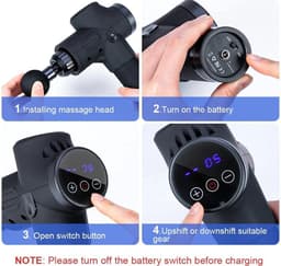 DrPhone MG3 PRO+ Massage Gun – Professioneel Massage Pistool met 6 Opzetstukken – 30 Snelheden – LCD Scherm – Spierontspanning & Herstel – Inclusief Draagtas – Voor Fitness & Sport — thumbnail 2