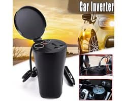 150W auto-omvormer bekerhouder met stopcontacten en 4.8A dubbele USB-oplaadpoorten auto-adapter naar sigarettenaansteker in de auto Geschikt voor Macbook / Laptop / Koelkast