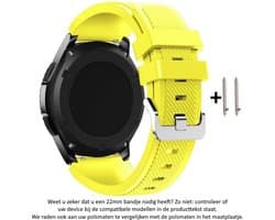 Geel Siliconen Bandje voor 22mm Smartwatches - zie compatibele modellen van Samsung, LG, Asus, Pebble, Huawei, Cookoo, Vostok en Vector – 22 mm rubber smartwatch strap - siliconen geel 22mm