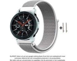 Wit Nylon Sporthorloge Bandje met lichte glans voor bepaalde 20mm smartwatches van verschillende bekende merken (zie lijst met compatibele modellen in producttekst) - Maat: zie foto– 20 mm white nylon smartwatch strap