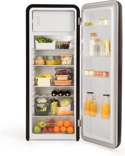 CREATE - Koelkast in retrostijl - Zwart - Handvat Hout - FRIDGE RETRO 281L — thumbnail 8