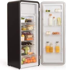 CREATE - Koelkast in retrostijl - Zwart - Handvat Hout - FRIDGE RETRO 281L — thumbnail 9