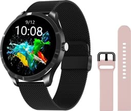 Belesy® Q9 Pro - Smartwatch Dames – Smartwatch Heren - Horloge - 1.28 inch - Kleurenscherm - Stappenteller - Bloeddruk - Hartslag - 75+ Wijzerplaten – Sporten – Milanees – Staal – Zwart - Kerstcadeau — thumbnail 1