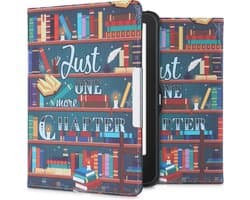 kwmobile e-reader hoesje geschikt voor Tolino Vision 1 / 2 / 3 / 4 HD hoes - E reader flip case met magnetische sluiting - Ereader cover - bibliotheek design in meerkleurig