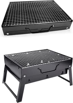 Oustuff Opvouwbare BBQ - Picknick Barbecue - Houtskool Grill - Outdoor Kamperen - Opvouwbaar - 35 x 27 x 20cm - Draagbaar - Zwart — thumbnail 1