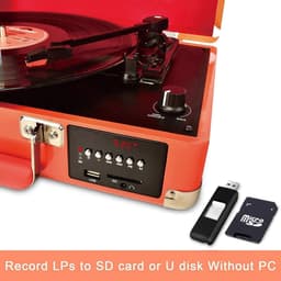 DIGITNOW! Bluetooth Vinyl/LP platenspeler met stijlvolle koffer-platenspeler, multifunctionele FM-radio, USB naar MP3-recorder/spele — thumbnail 2