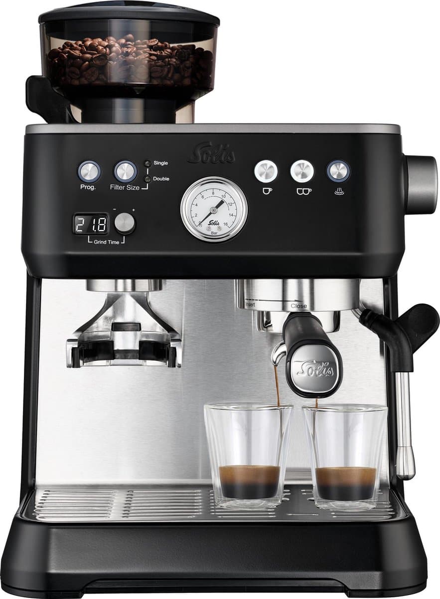 Solis Grind & Infuse Perfetta 1019 Espressomachine - Pistonmachine - Koffiemachine met Bonen - Zwart — afbeelding 1