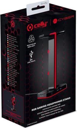 Celly CyberStation Headset houder - Koptelefoon standaard met USB poorten - RGB instelbaar - Zwart — thumbnail 4