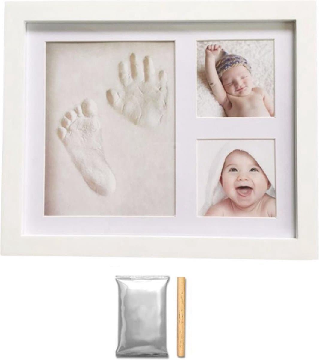 Baby Fotolijstje met Klei Afdruk - Hand/Voet Afdruk - Fotolijst Gipsafdruk - Kraamcadeau - Baby cadeau meisje/baby cadea jongen - Geboorte cadeau/Kraam cadeau - Kraammand - Kerst Cadeautje — afbeelding 1
