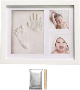 Baby Fotolijstje met Klei Afdruk - Hand/Voet Afdruk - Fotolijst Gipsafdruk - Kraamcadeau - Baby cadeau meisje/baby cadea jongen - Geboorte cadeau/Kraam cadeau - Kraammand - Kerst Cadeautje — thumbnail 1