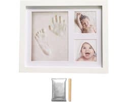 Baby Fotolijstje met Klei Afdruk - Hand/Voet Afdruk - Fotolijst Gipsafdruk - Kraamcadeau - Baby cadeau meisje/baby cadea jongen - Geboorte cadeau/Kraam cadeau - Kraammand - Kerst Cadeautje
